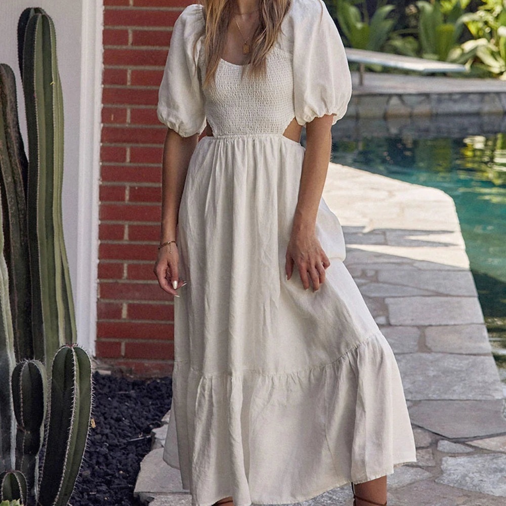 Saltwater Luxe Ivory Ruffled Tiered Smocked Dress